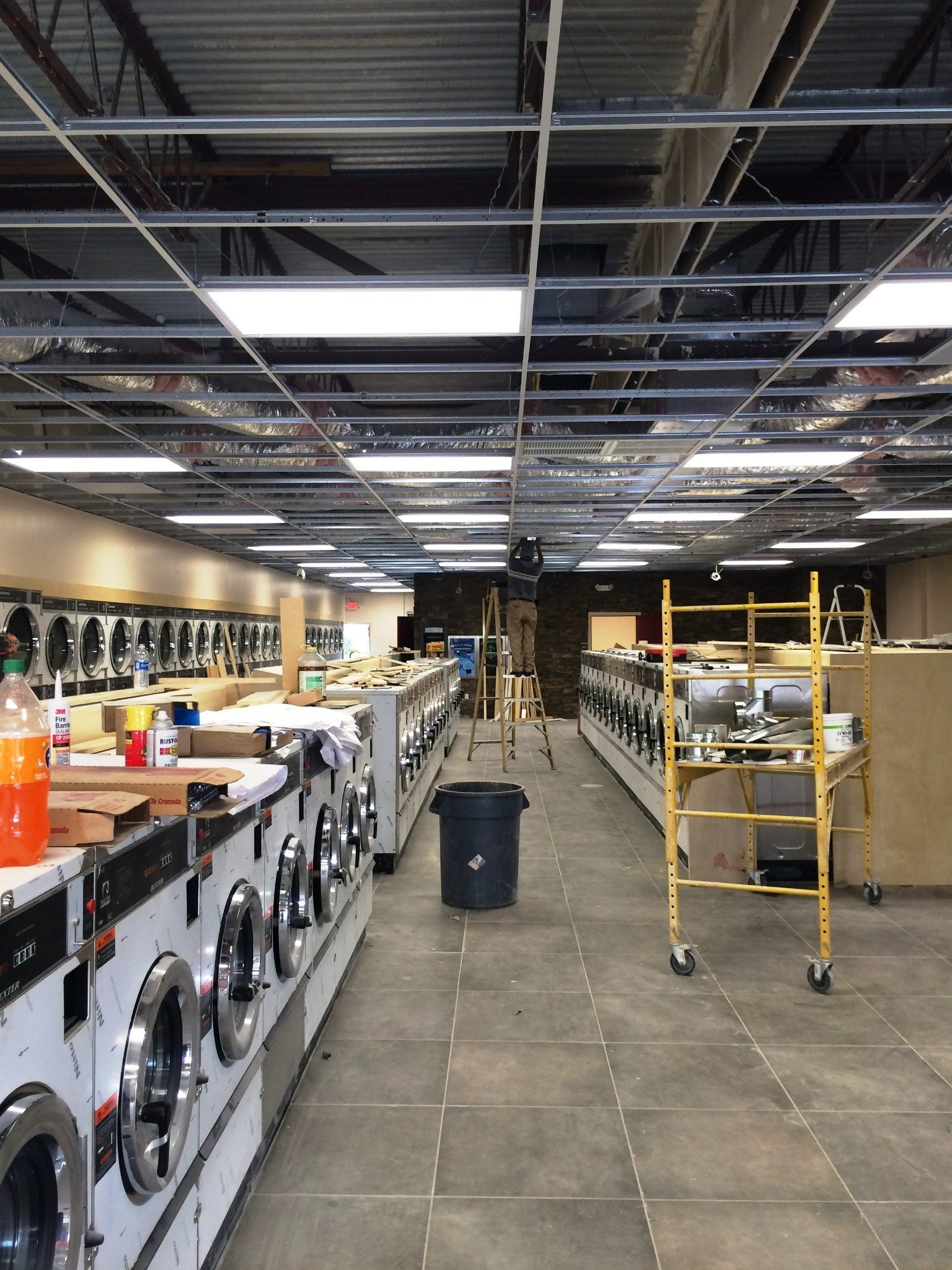 Interior laundry equipment and ceiling progress