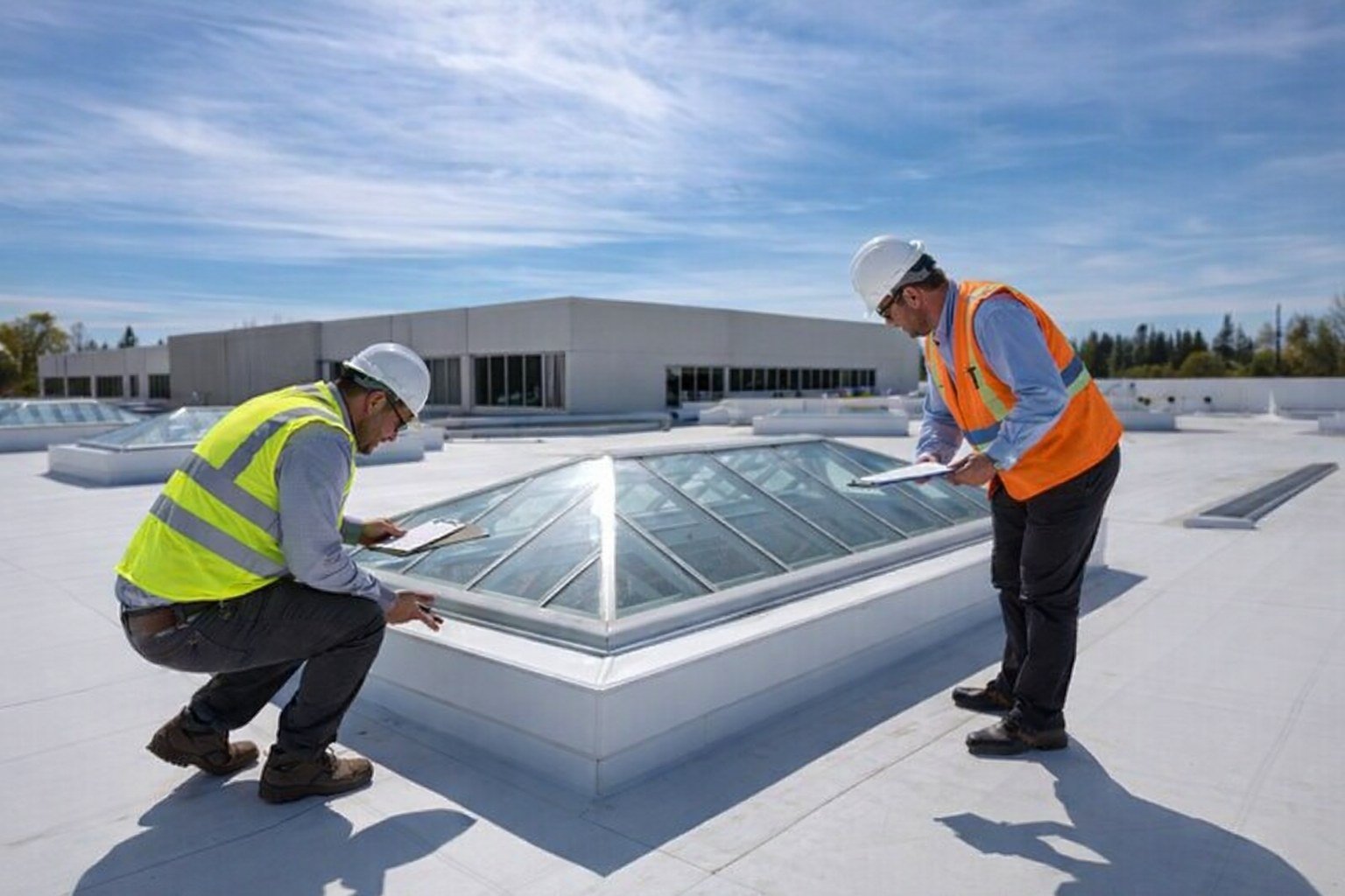 Commercial roof skylight inspection
